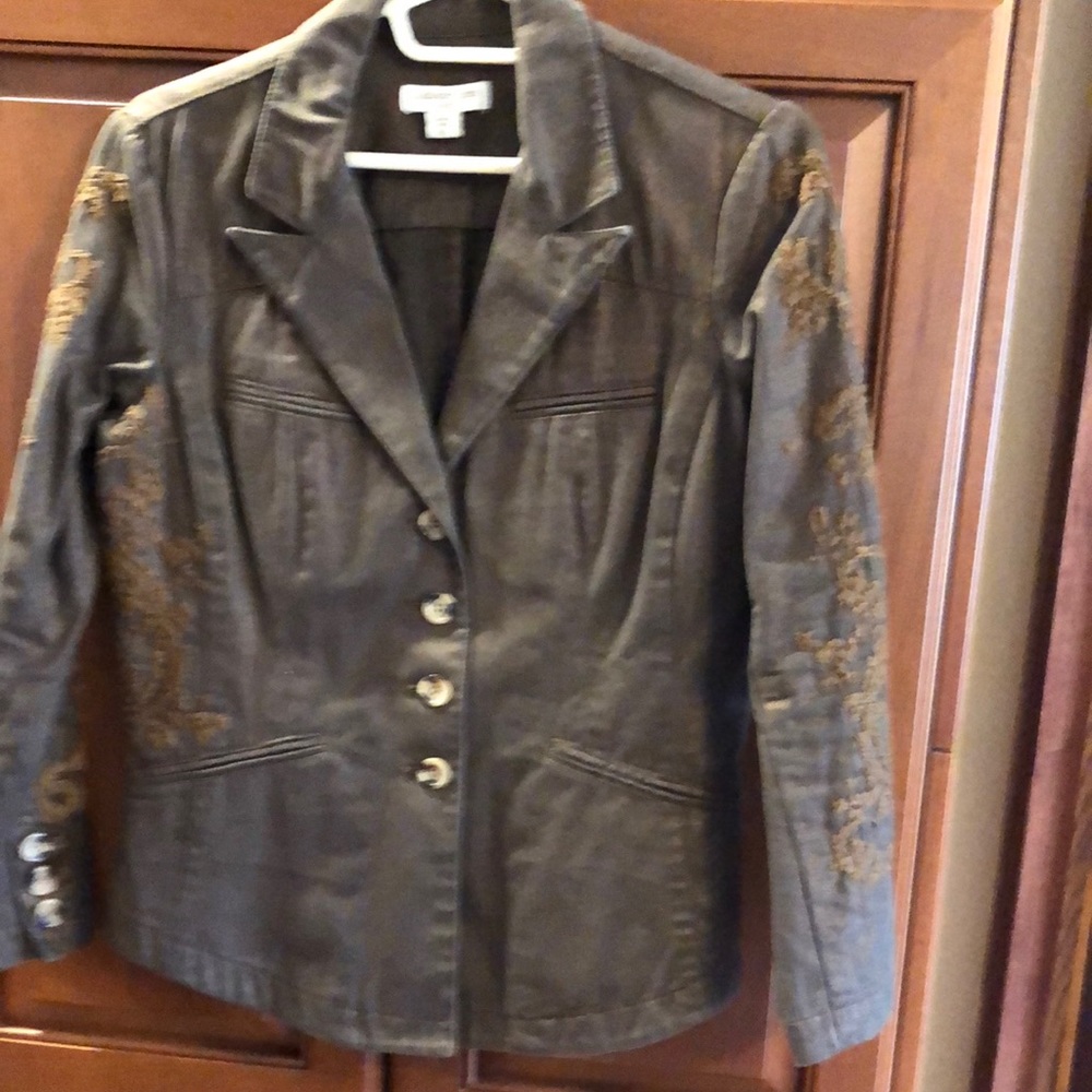 Coldwater Creek Brown Embellished Riding Jacket